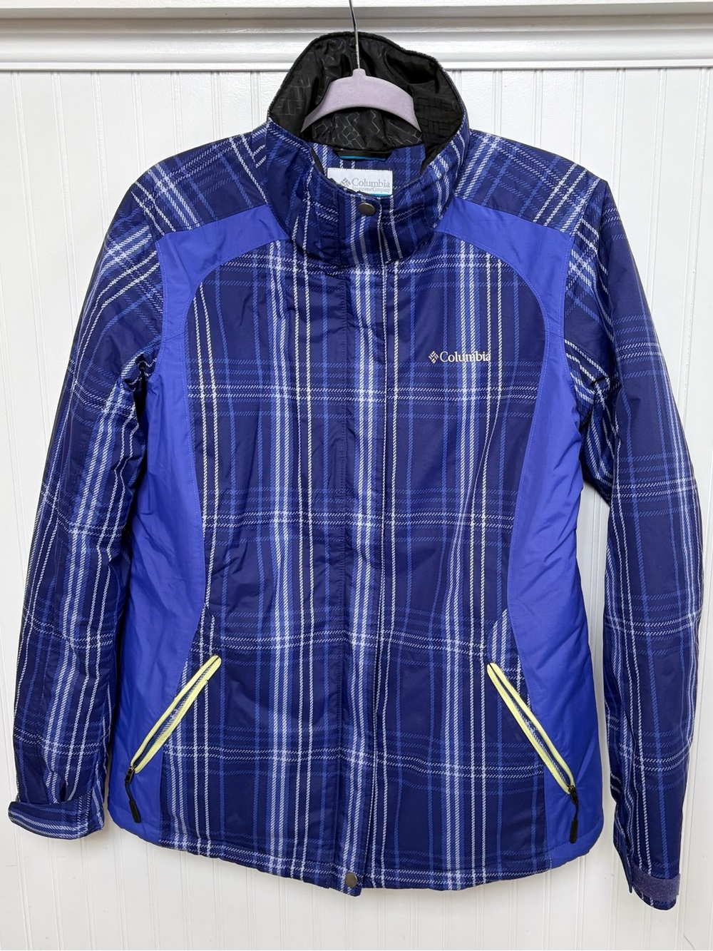 Columbia Women’s Size Large Blue/Purple Plaid Waterproof Insulated Ski Jacket